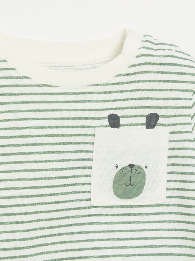 Gestreept T-shirt van jerseytricot met lange mouwen Wit - Kiabi