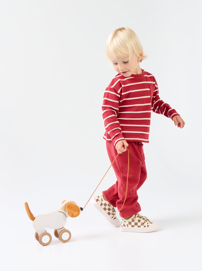 Gestreept T-shirt van jerseytricot Rood - Kiabi