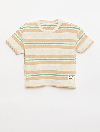 Gestreept T-shirt van katoen en linnen jerseytricot