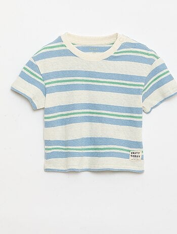 Gestreept T-shirt van katoen en linnen jerseytricot