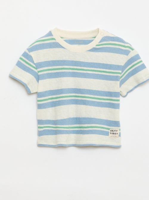Gestreept T-shirt van katoen en linnen jerseytricot - Kiabi
