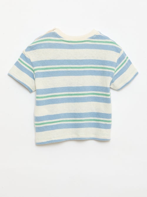 Gestreept T-shirt van katoen en linnen jerseytricot - Kiabi