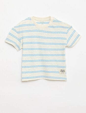 Gestreept T-shirt van katoen en linnen jerseytricot