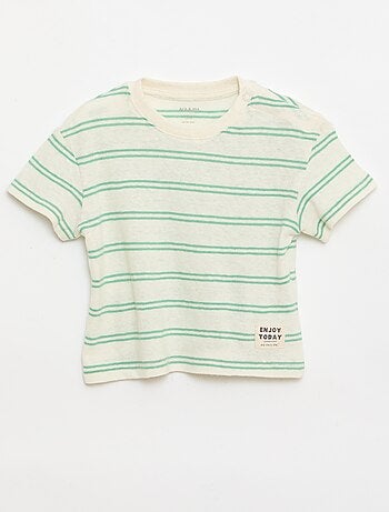 Gestreept T-shirt van katoen en linnen jerseytricot