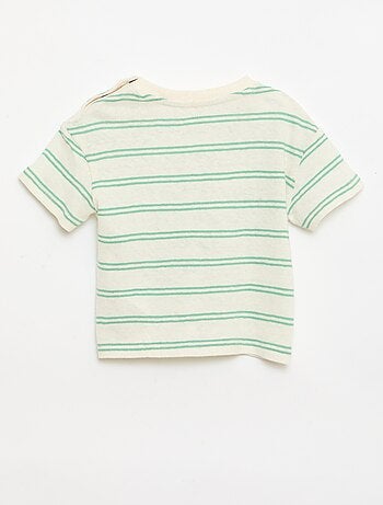 Gestreept T-shirt van katoen en linnen jerseytricot