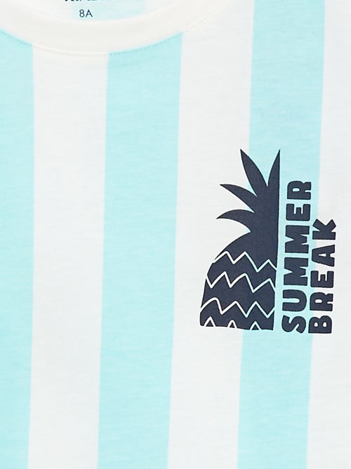 Gestreept T-shrit met korte mouwen en 'summer'-print - Kiabi