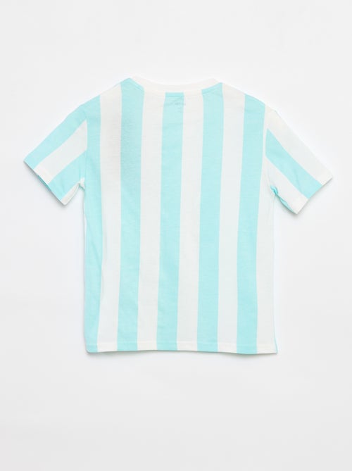 Gestreept T-shrit met korte mouwen en 'summer'-print - Kiabi