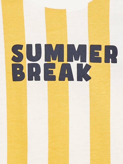 Gestreept T-shrit met korte mouwen en 'summer'-print - Kiabi