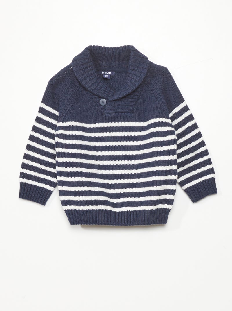 Gestreept truitje met sjaalkraag blauw gestreept - Kiabi