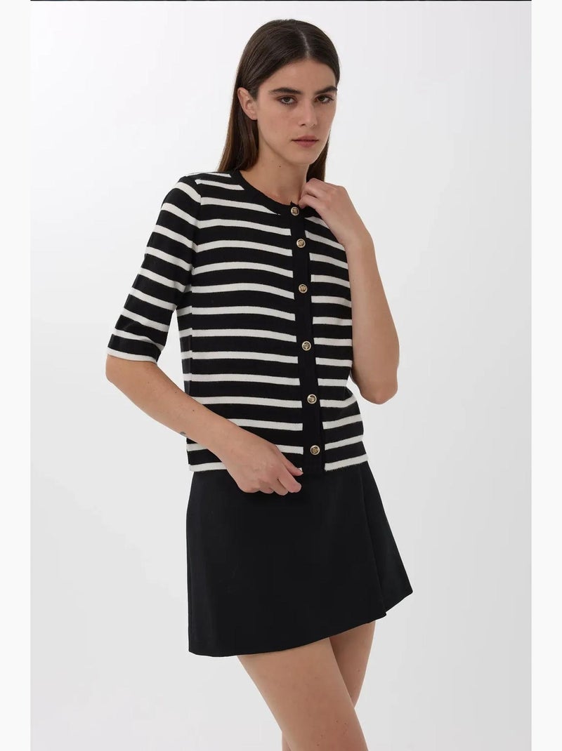 Gestreept vest met korte mouwen en knopen hiccup Multicolor - Kiabi