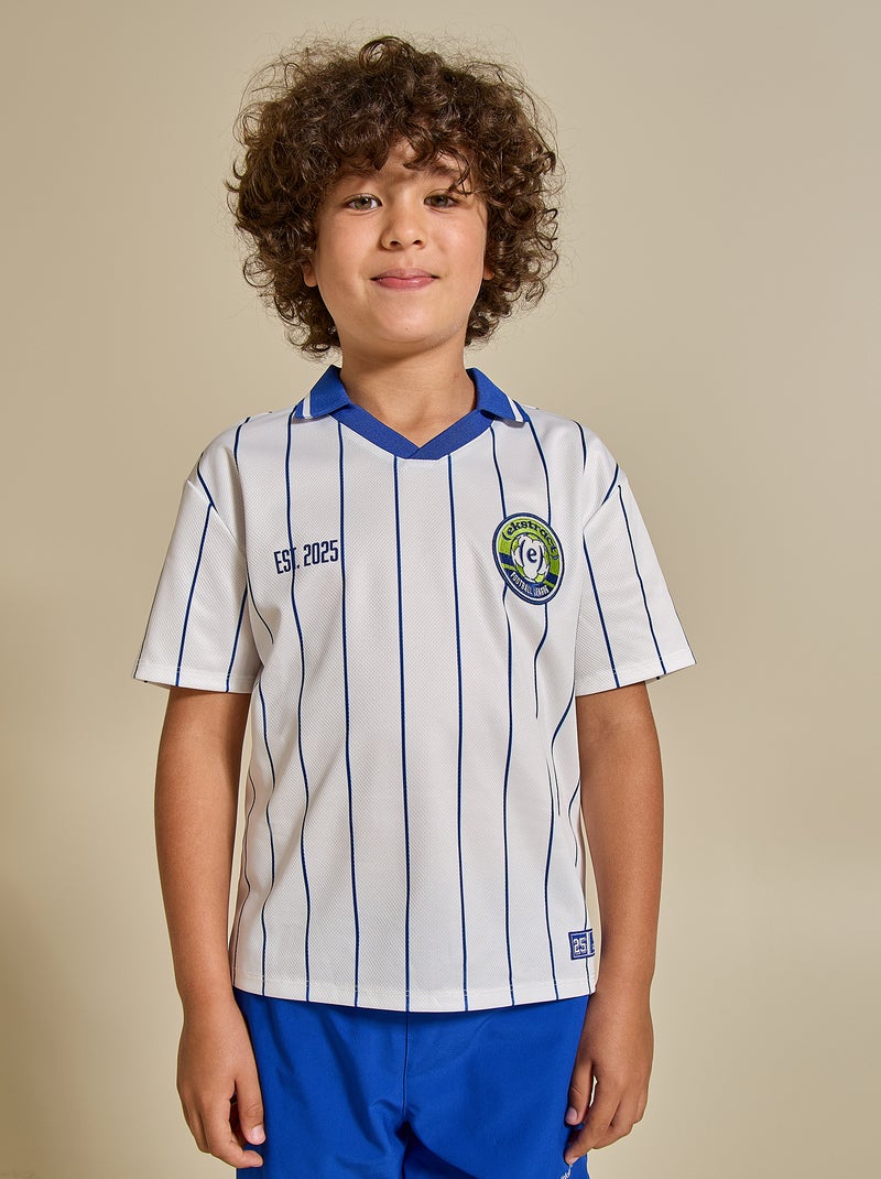 Gestreept voetbal T-shirt met korte mouwen Wit - Kiabi