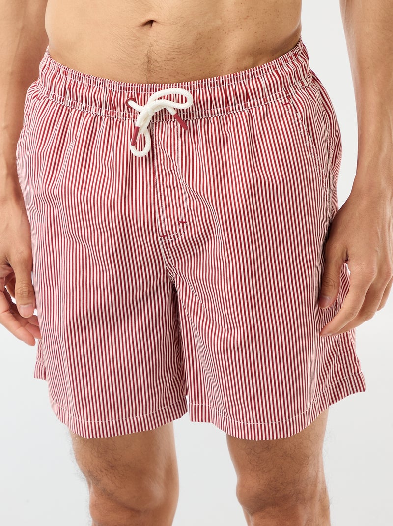 Gestreept zwemshort Rood - Kiabi