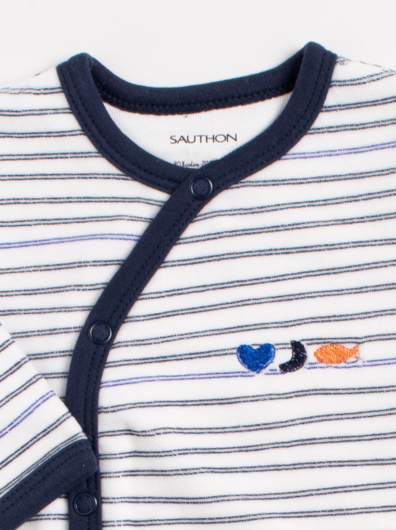 Gestreepte babypyjama Wit Blauw - Kiabi