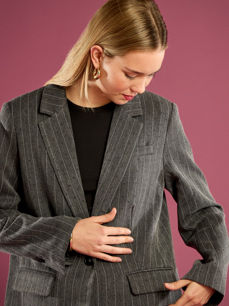 Gestreepte blazer met strassteentjes Grijs - Kiabi