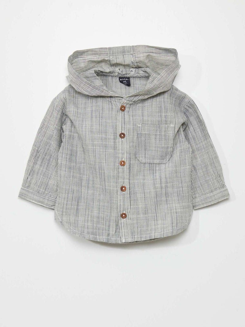 Gestreepte blouse met capuchon BLAUW - Kiabi