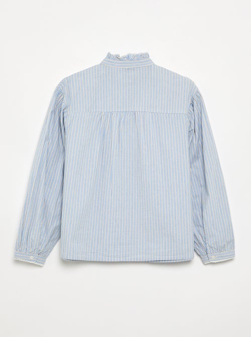 Gestreepte blouse met fantasiekraag - Kiabi