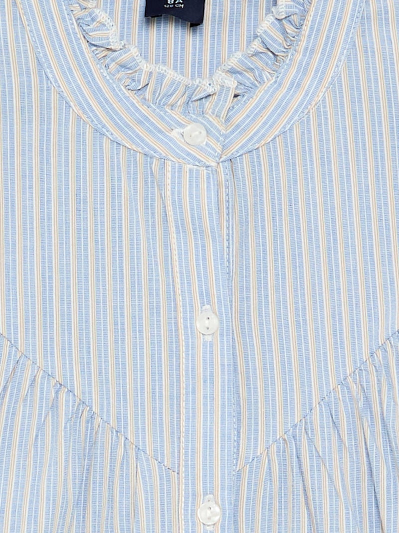 Gestreepte blouse met fantasiekraag Blauw - Kiabi