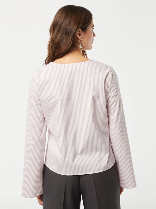 Gestreepte blouse met knooplintjes - Kiabi