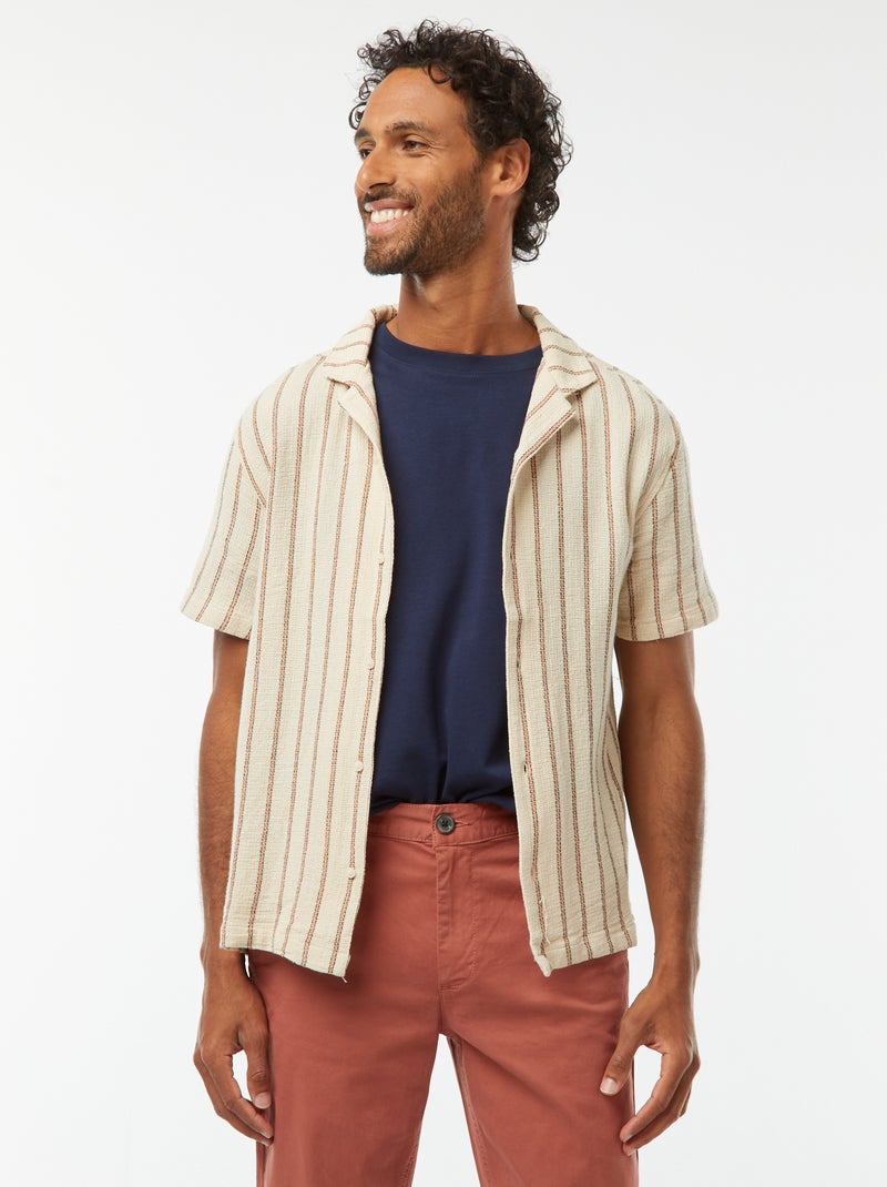 Gestreepte blouse met korte mouw Wit - Kiabi