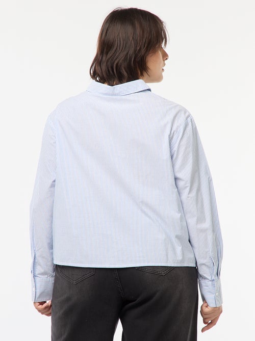 Gestreepte blouse met lange mouw en borduursel - Kiabi