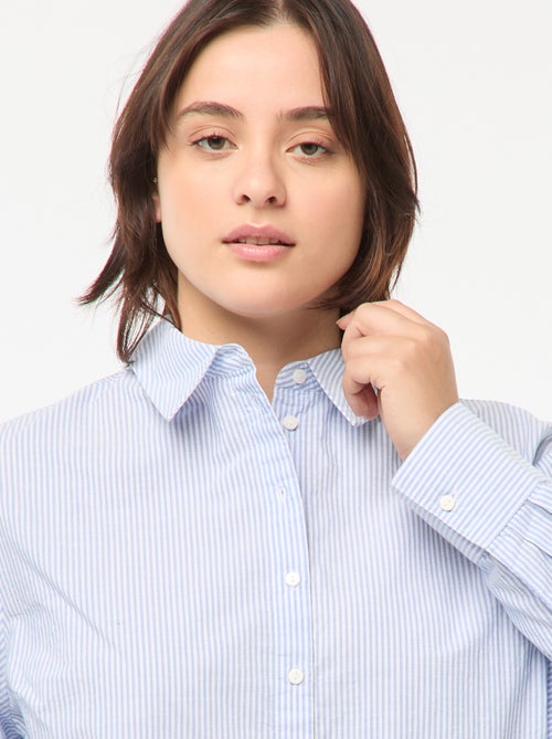 Gestreepte blouse met lange mouw en borduursel - Kiabi