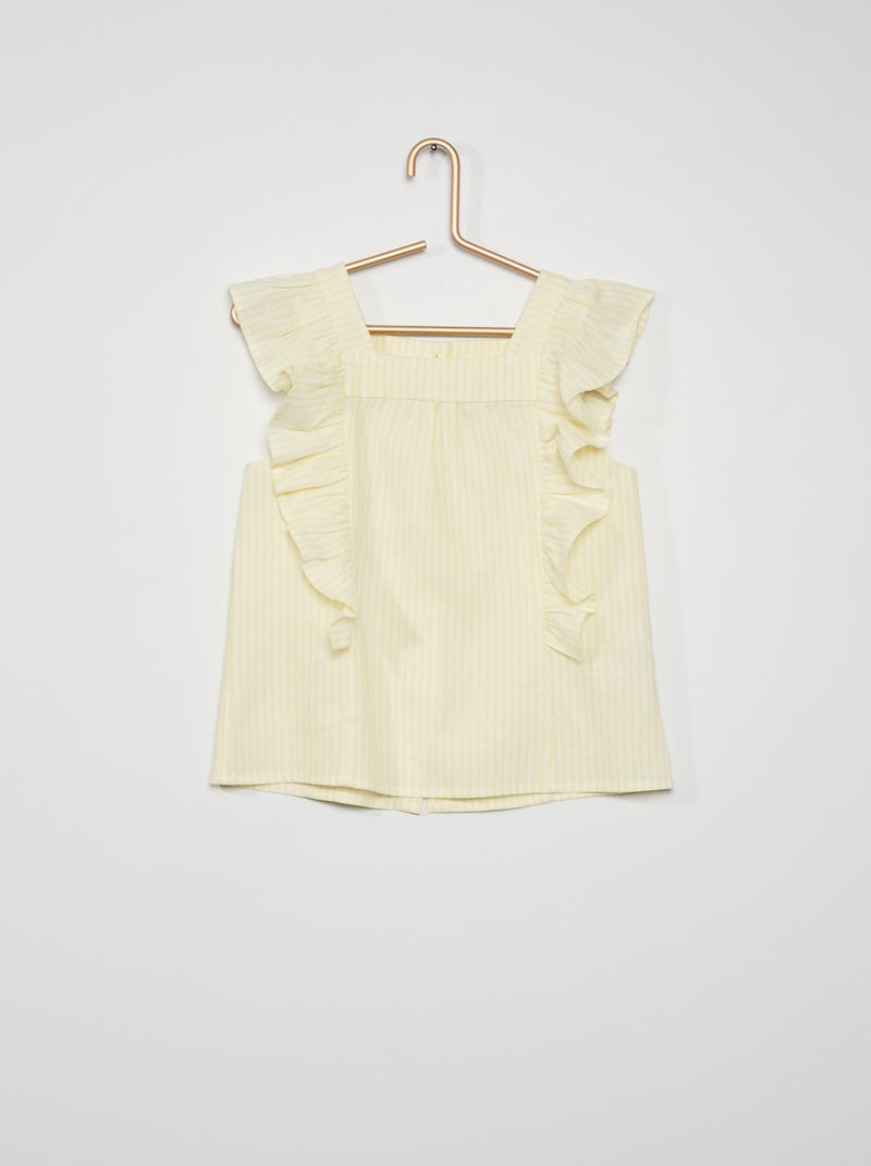 Gestreepte blouse met volants GEEL - Kiabi