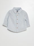 Gestreepte blouse van gemengd linnen WIT - Kiabi