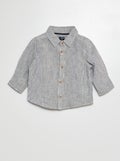 Gestreepte blouse van gemengd linnen WIT - Kiabi