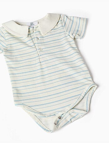 Gestreepte body en denim romper set