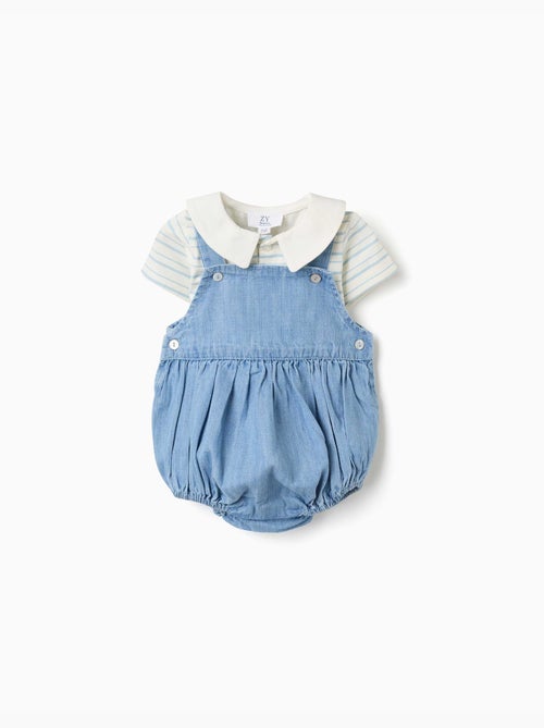 Gestreepte body en denim romper set - Kiabi Gestreepte body en denim romper set - Kiabi