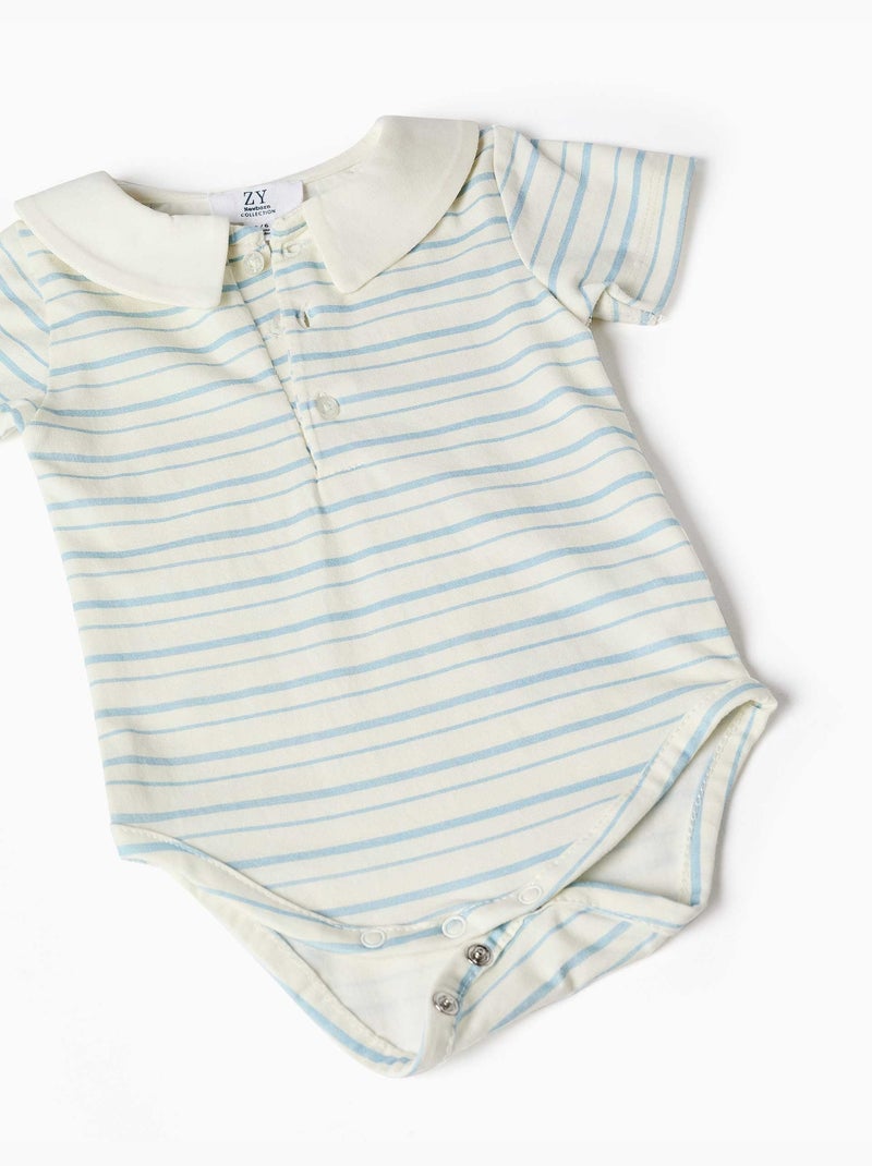 Gestreepte body en denim romper set Blauw Blauw - Kiabi