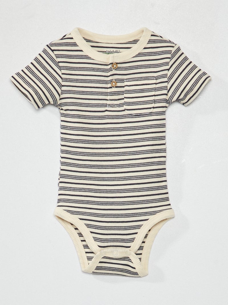 Gestreepte body van ribstof BLAUW - Kiabi