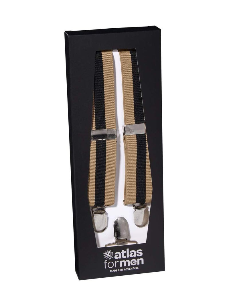 Gestreepte bretels in cadeauverpakking! - ATLAS FOR MEN Beige/Zwart - Kiabi