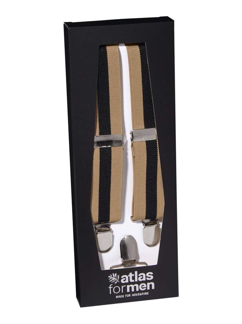 Gestreepte bretels in cadeauverpakking! - ATLAS FOR MEN Beige/Zwart - Kiabi