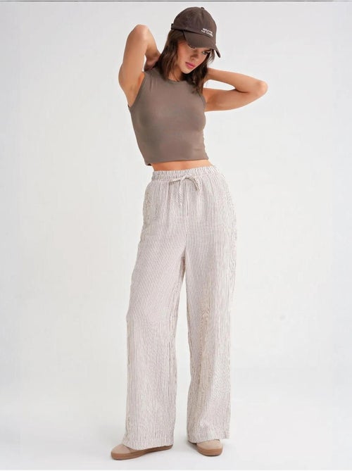 Gestreepte broek met hoge taille en trekkoord mixray - Kiabi