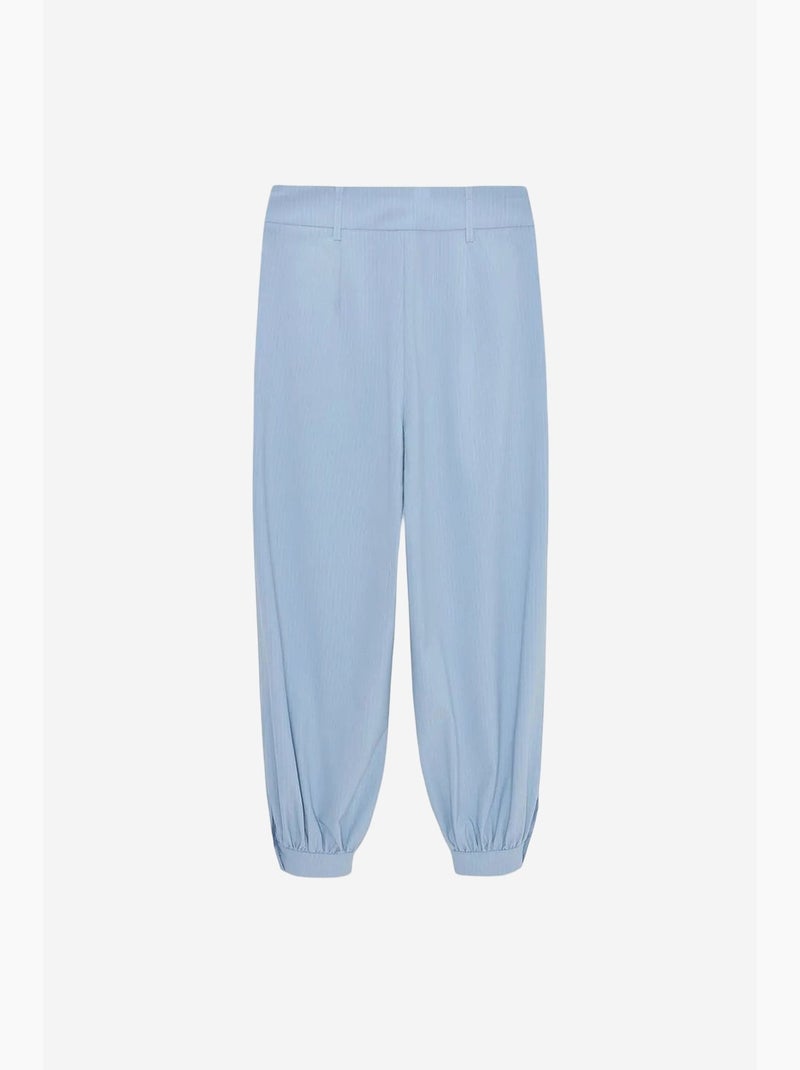 Gestreepte broek met hoge taille en wijde pijp dilvin Hemelsblauw - Kiabi