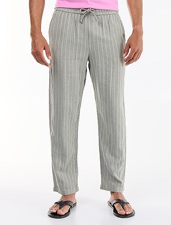 Gestreepte broek van linnenmix