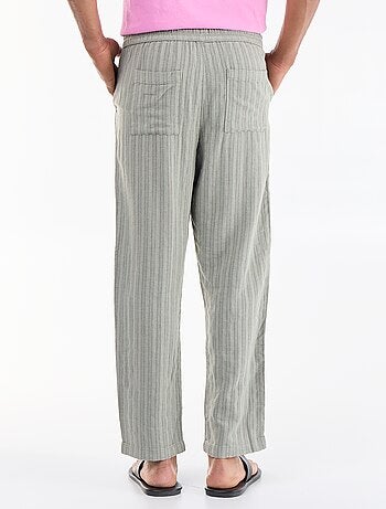 Gestreepte broek van linnenmix