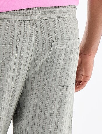 Gestreepte broek van linnenmix