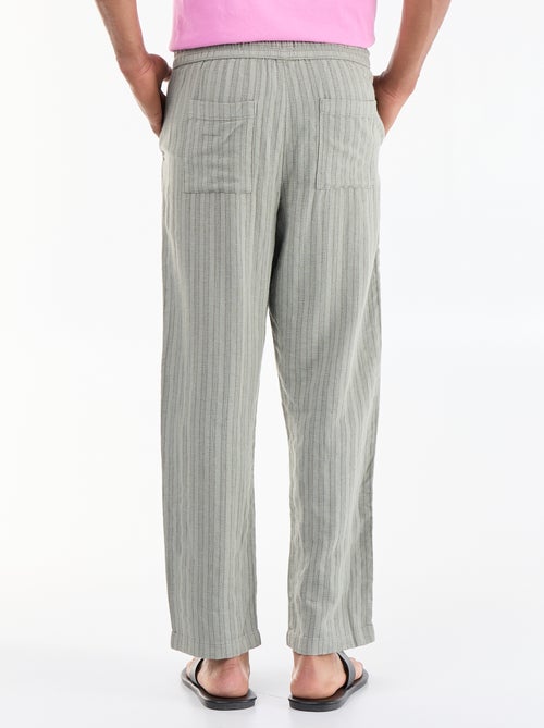 Gestreepte broek van linnenmix - Kiabi