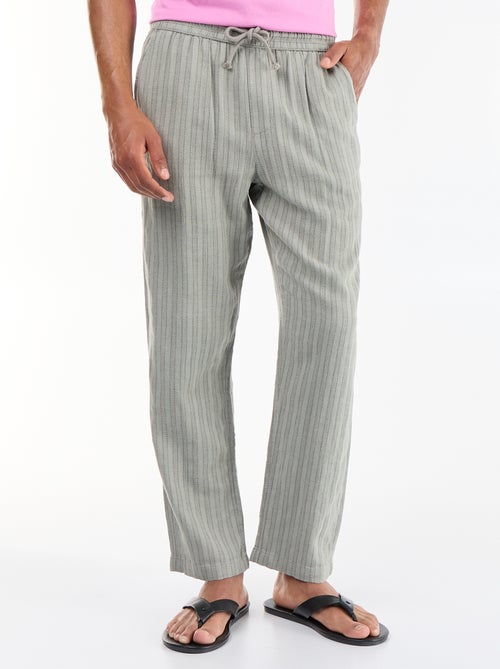 Gestreepte broek van linnenmix - Kiabi