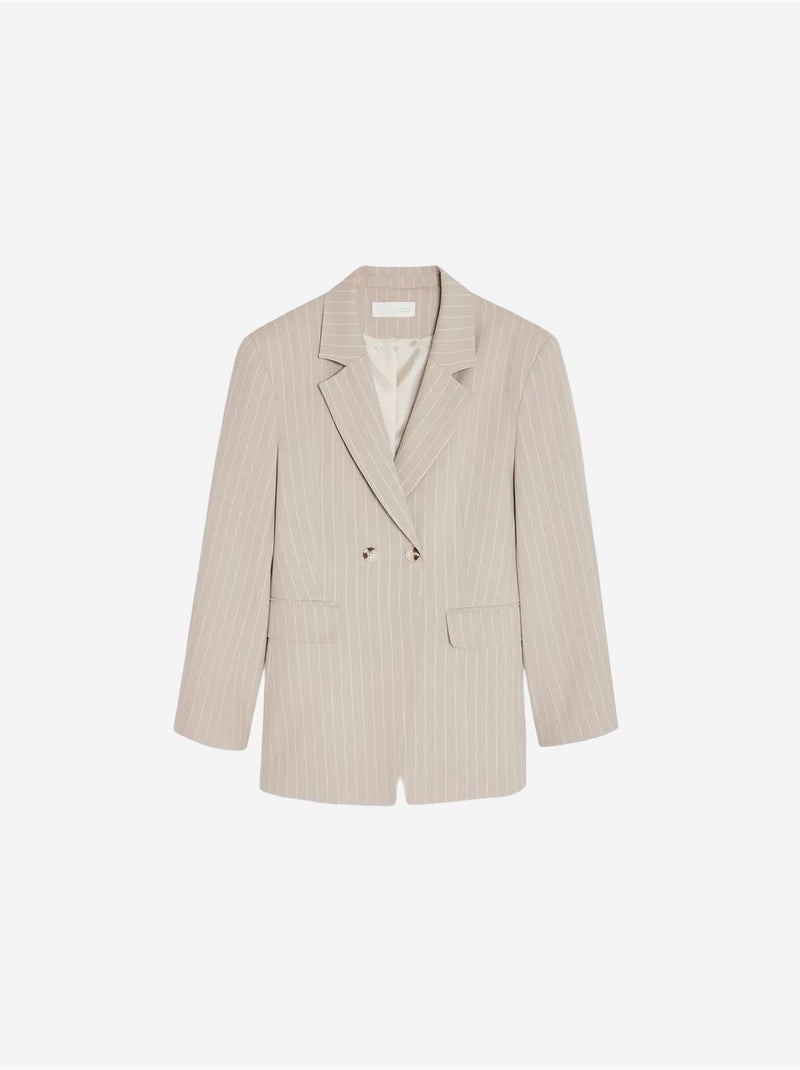 Gestreepte capribroek met hoge taille en wijde pijpen dilvin Wit - Kiabi