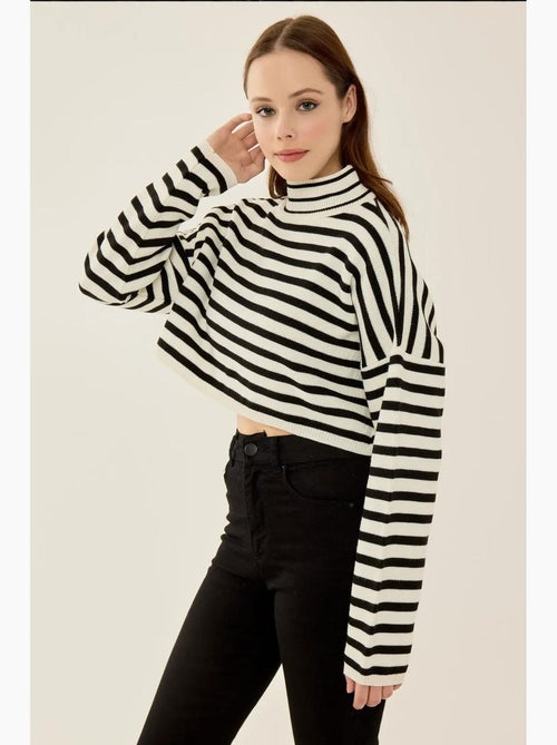 Gestreepte cropped oversized coltrui hiccup - Kiabi Gestreepte cropped oversized coltrui hiccup - Kiabi