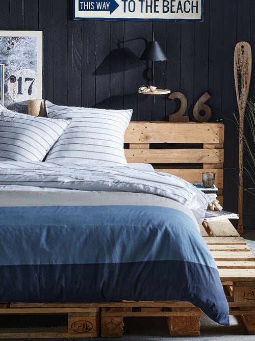 Gestreepte dekbedset - Voor 2-persoonsbed - Kiabi