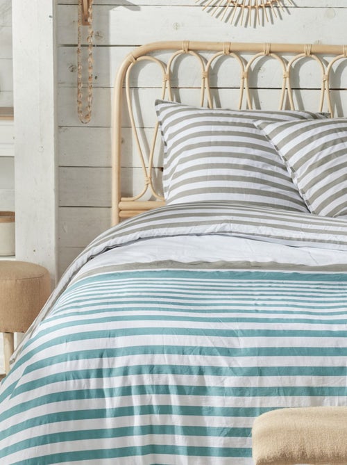 Gestreepte dekbedset - Voor 2-persoonsbed - Kiabi