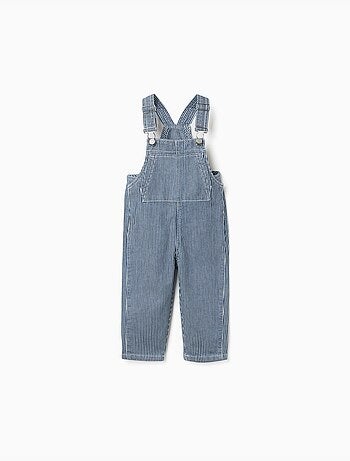 Gestreepte denim tuinbroek met zakken