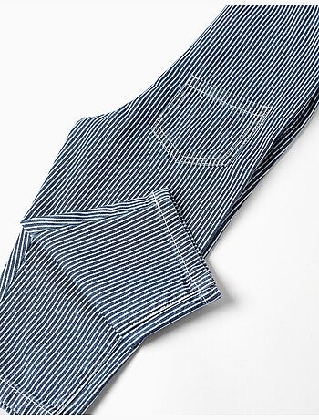 Gestreepte denim tuinbroek met zakken