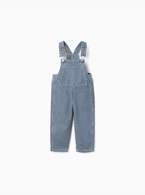 Gestreepte denim tuinbroek met zakken - Kiabi
