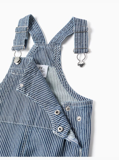 Gestreepte denim tuinbroek met zakken - Kiabi