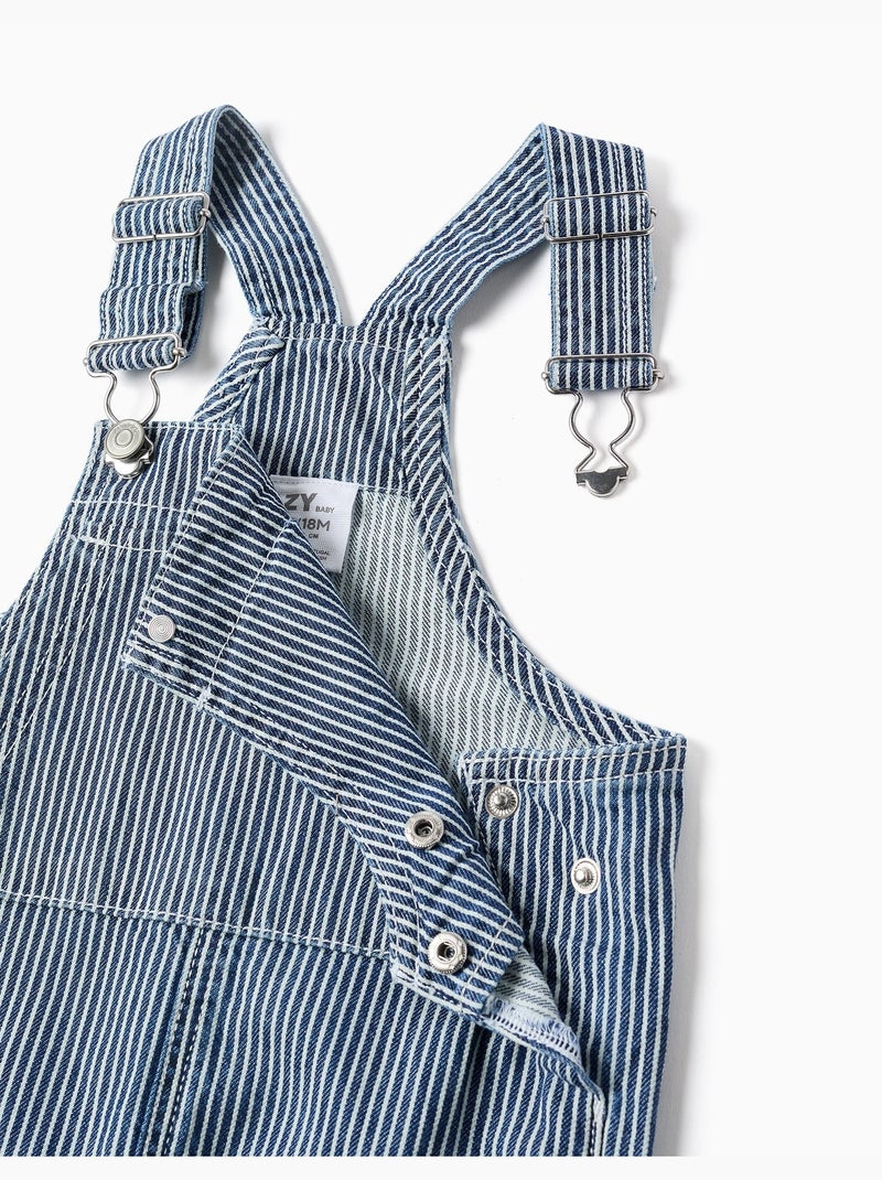 Gestreepte denim tuinbroek met zakken Blauw Blauw - Kiabi
